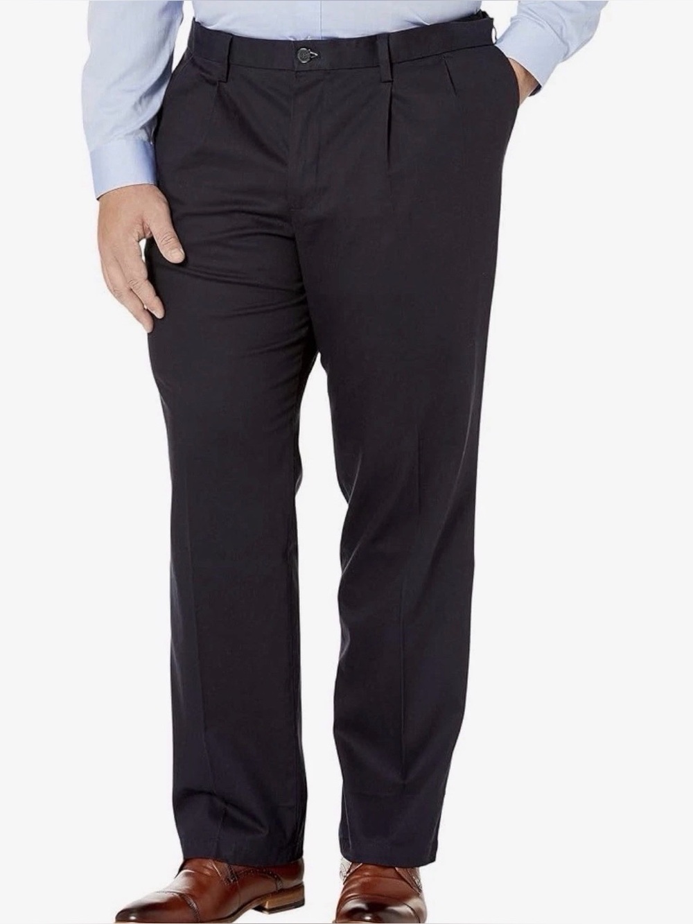 Dockers Classic Fit Signature Khaki Cotton Stretch Pants Pleated Navy Size 46x28